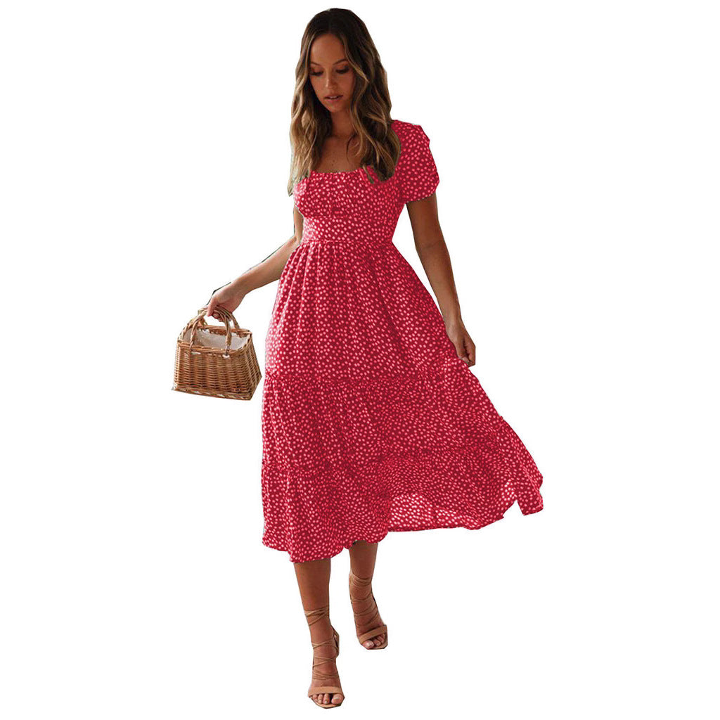 Levoire | Robe à fleurs Col carré Manches bouffantes