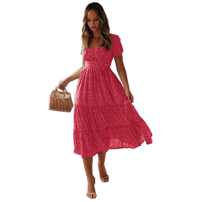 Levoire | Robe à fleurs Col carré Manches bouffantes