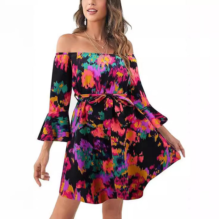 Robe femme décolletée avec motif coloré Levoire