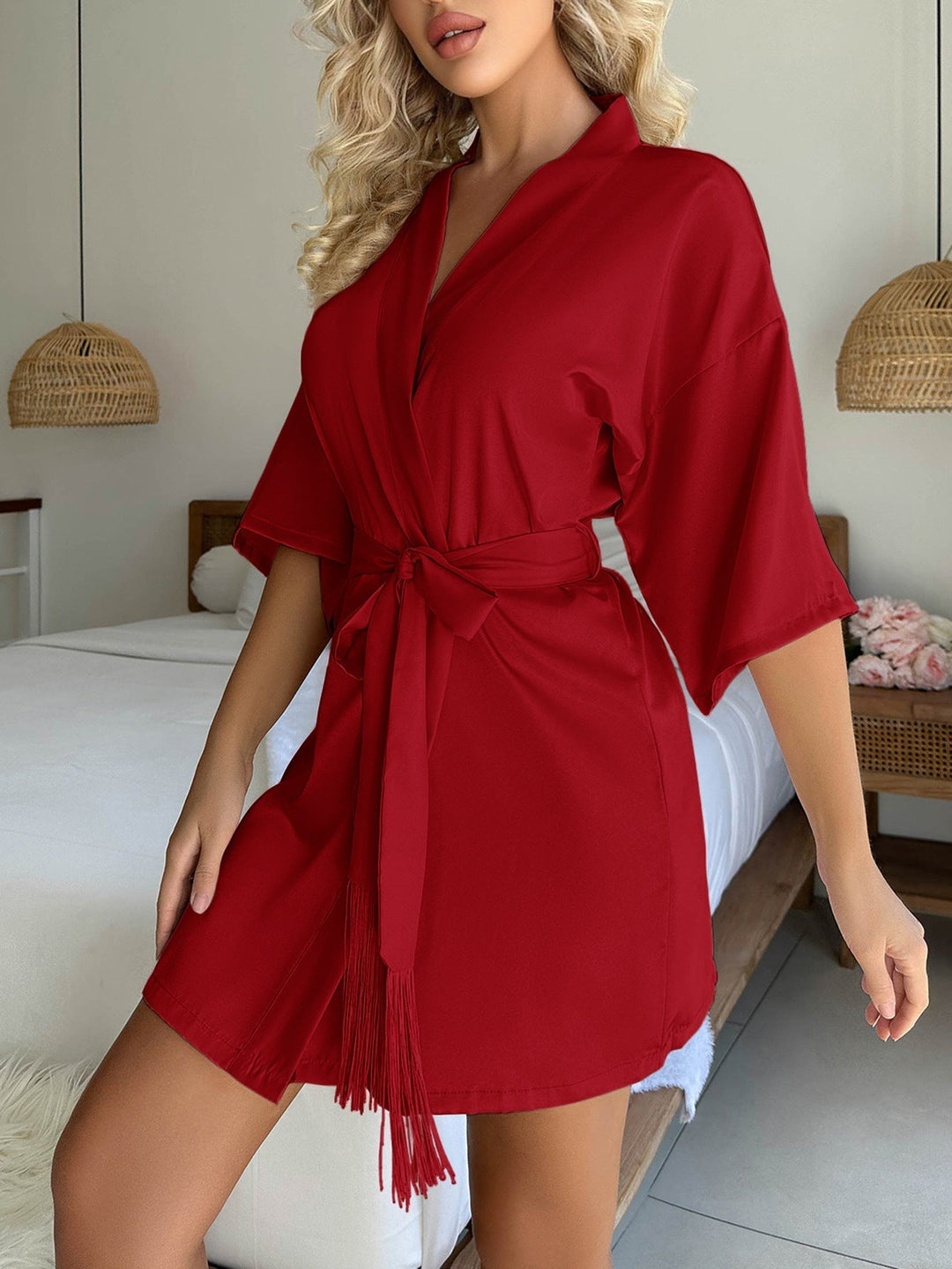 Levoire | Veste Courte Nœud Pompon Peignoir Sexy Pyjama