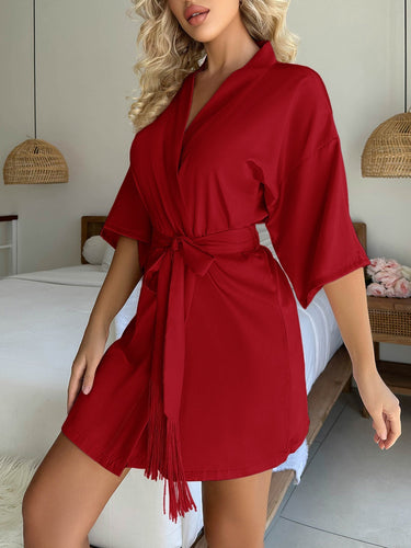 Levoire | Veste Courte Nœud Pompon Peignoir Sexy Pyjama