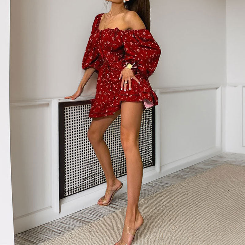 Robe femme décolletée avec motifs floraux et détails froncés Levoire