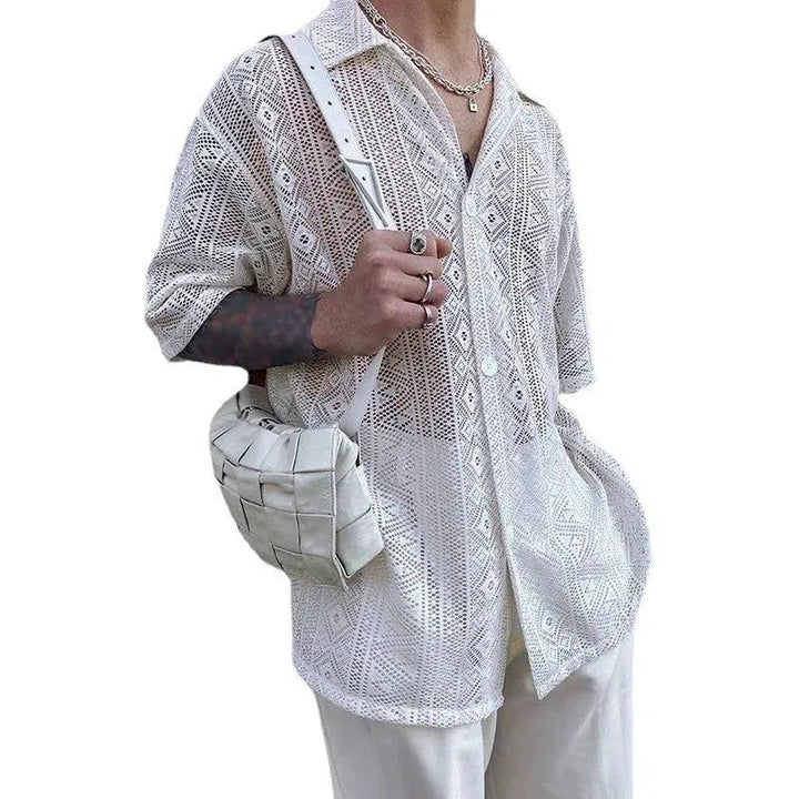 Levoire | Chemise en dentelle transparente à manches 3/4 unie