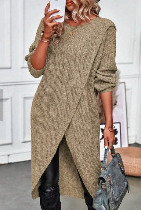 Robe tricotée pour femmes avec coupe asymétrique et design large oversize Levoire