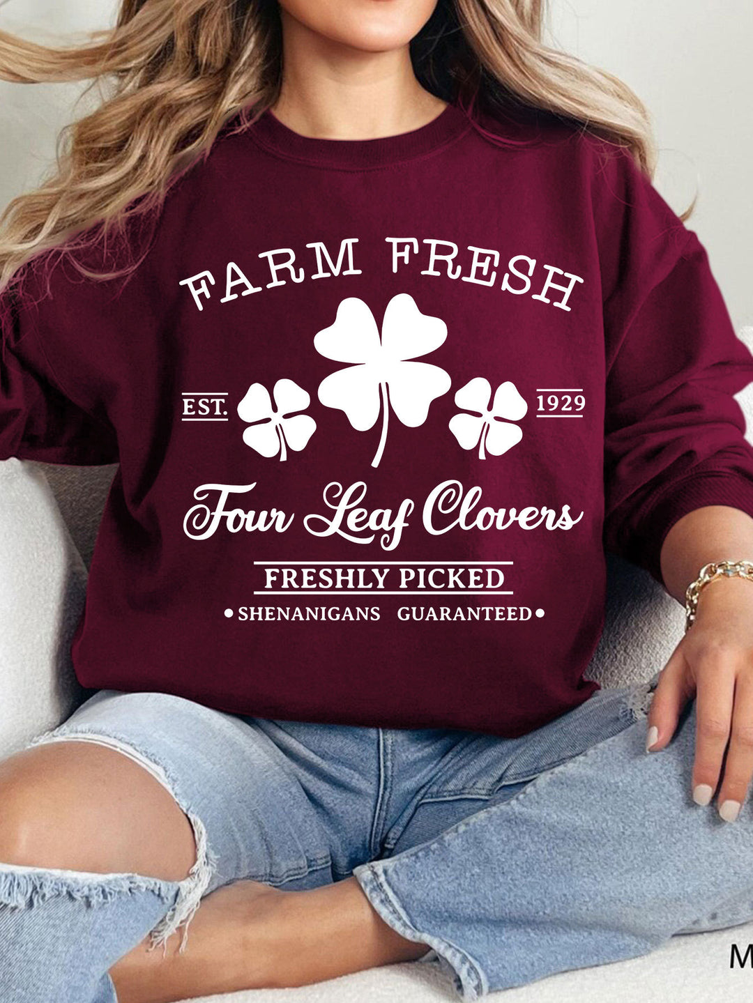 Sweat-shirt de loisirs pour femmes avec motif de trèfle inspiré du vintage et coupe confortable Levoire