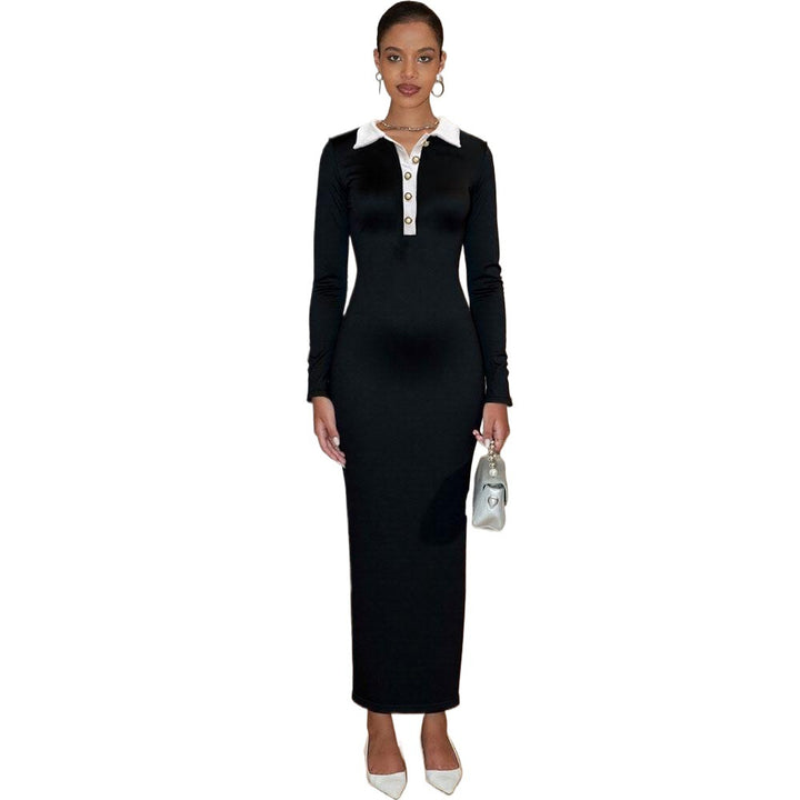 Robe maxi femme avec col classique et détails de boutons Levoire