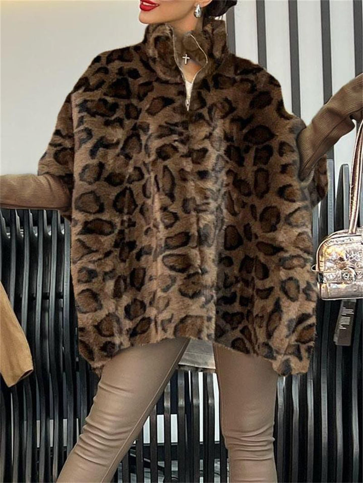 Manteau matelassé pour femmes avec motif léopard et col montant Levoire