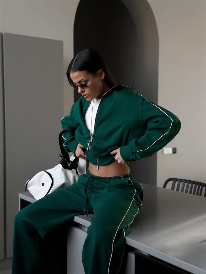 Levoire | Veste de sport à cordon Ensemble de pantalons longs Vert