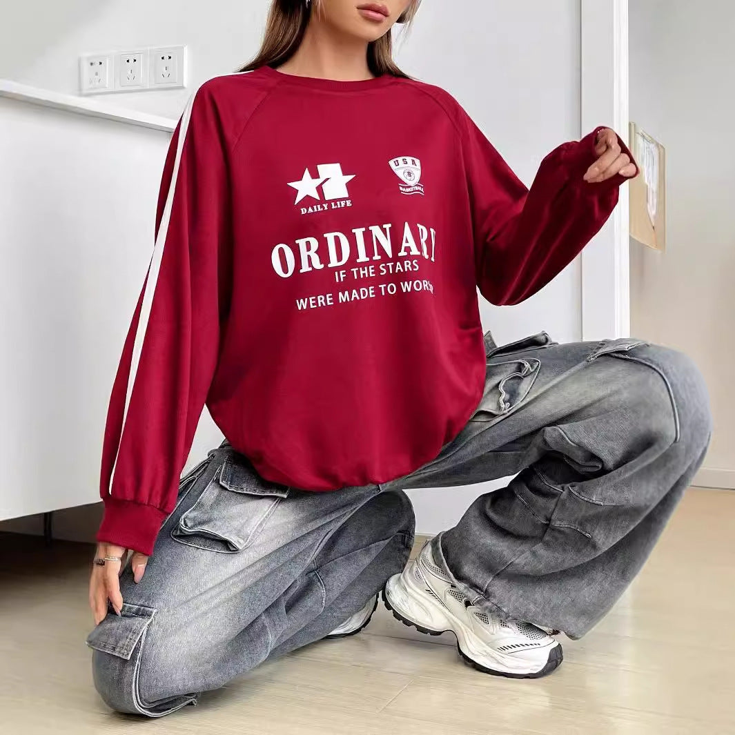 Sweatshirt décontracté pour femmes avec des graphiques créatifs et des manches volumineuses Levoire