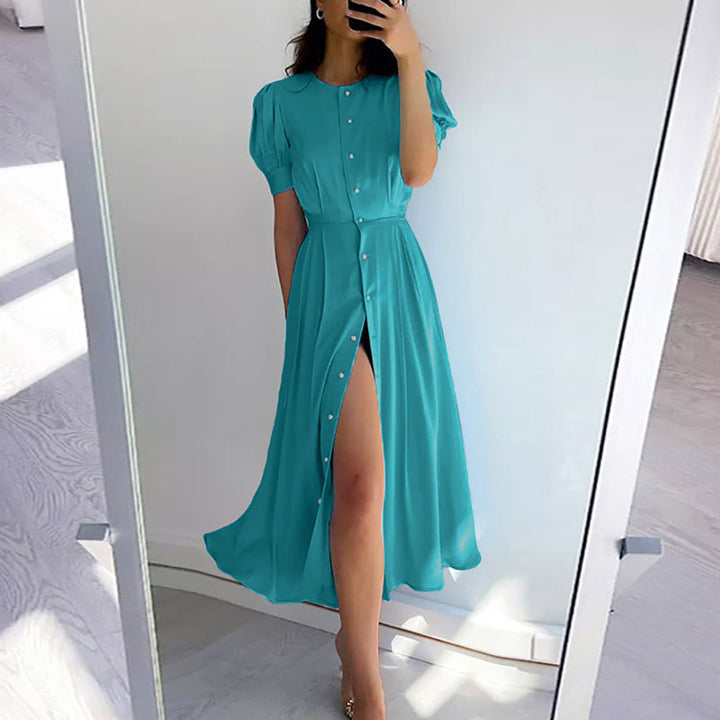 Robe chemise mi-longue pour femme avec boutons et fente latérale Levoire