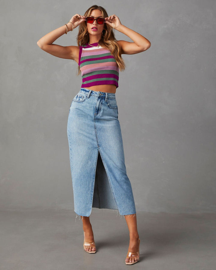 Robe crayon pour femmes à taille haute en denim avec fente latérale Levoire