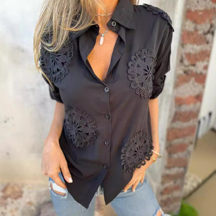 Blouse Élégante pour Femmes avec Application de Dentelle Artistique Levoire