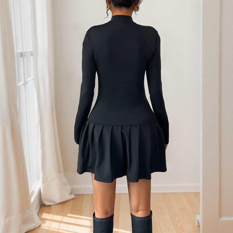 Robe enveloppante à la mode pour femmes avec col montant élégant et détails de boutons décoratifs Levoire