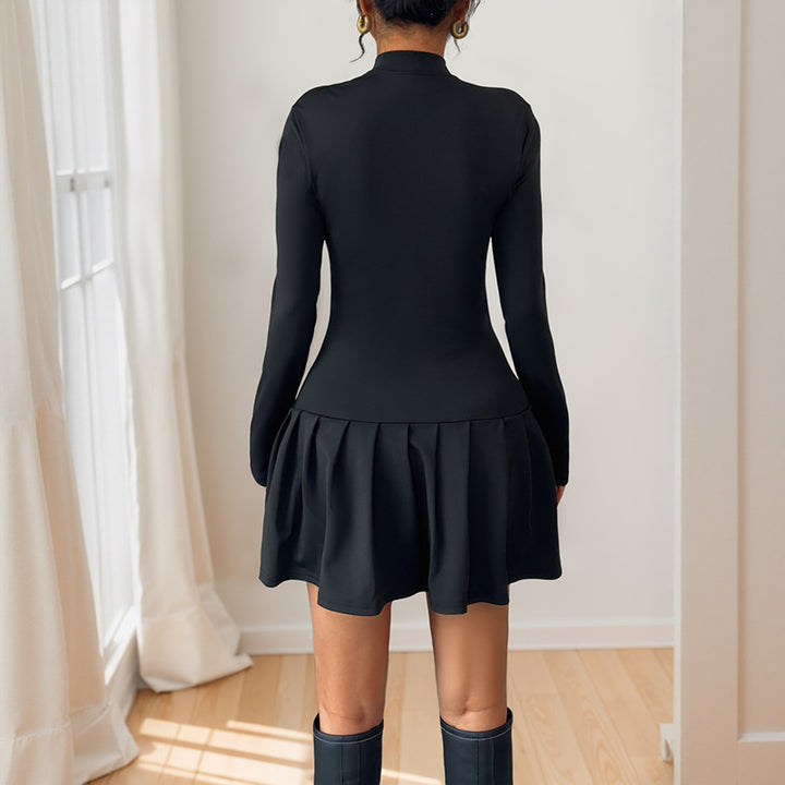 Robe enveloppante à la mode pour femmes avec col montant élégant et détails de boutons décoratifs Levoire