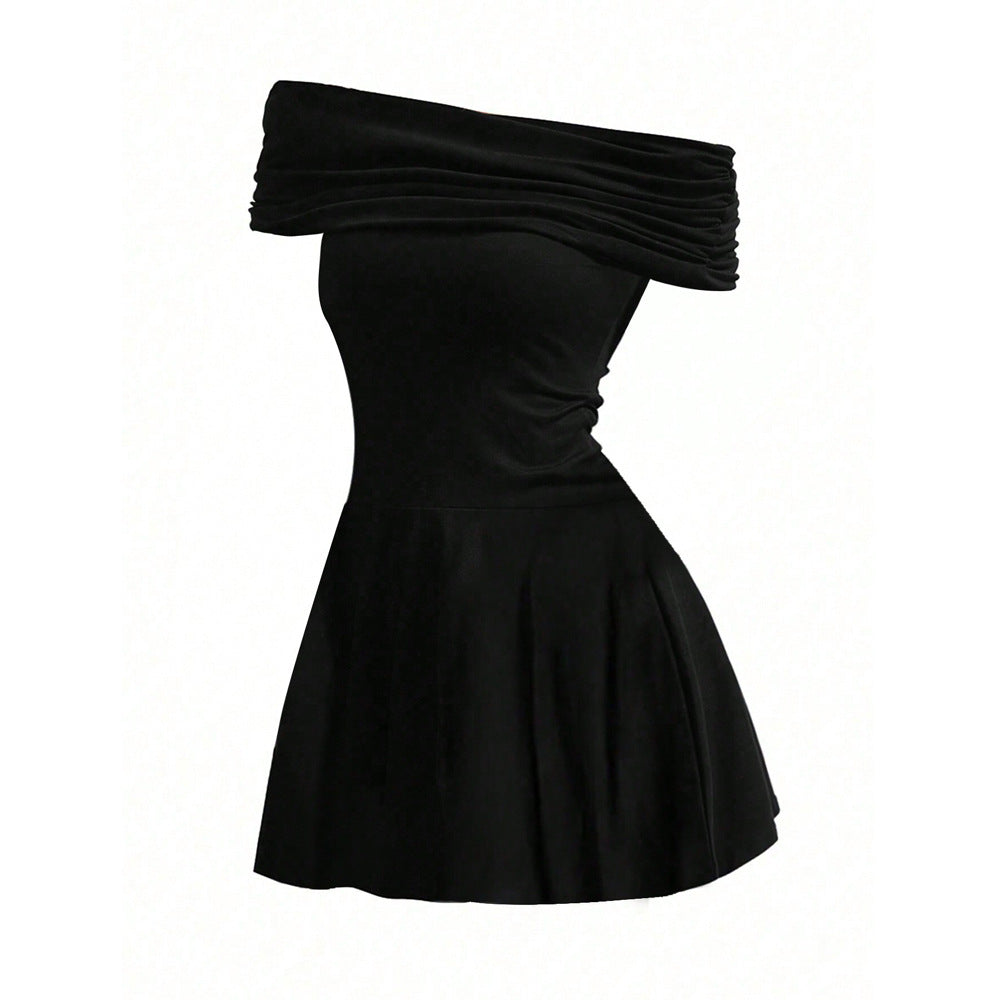 Robe Mini Femme Sans Épaules avec Détail Élégant en Enveloppement Levoire