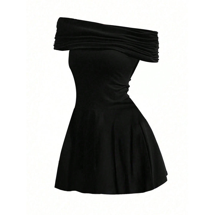 Robe Mini Femme Sans Épaules avec Détail Élégant en Enveloppement Levoire