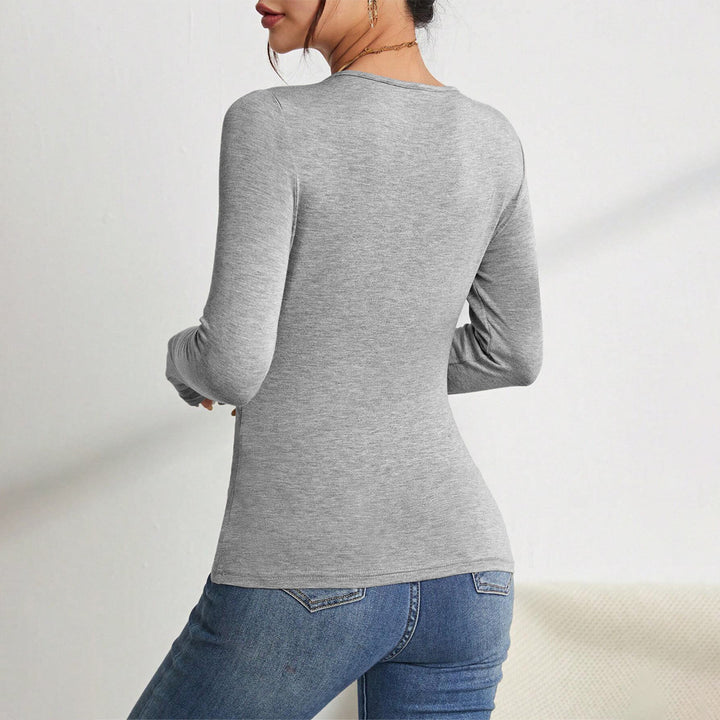Body à manches longues pour femmes avec un décolleté en V à la mode et des détails sophistiqués sur les épaules Levoire