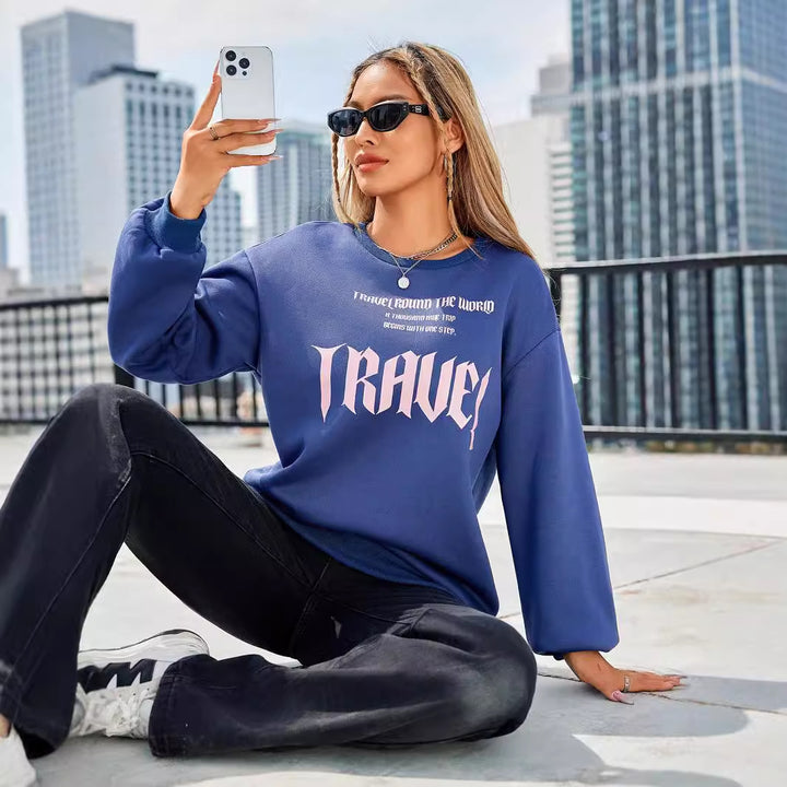 Sweat-shirt pour femmes avec lettrage artistique et coupe décontractée Levoire