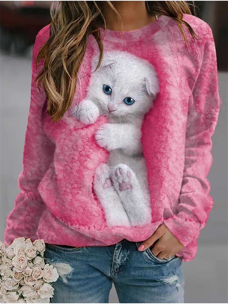 Sweatshirt pour femmes avec motif de chat mignon Levoire