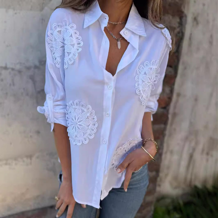 Blouse Élégante pour Femmes avec Application de Dentelle Artistique Levoire
