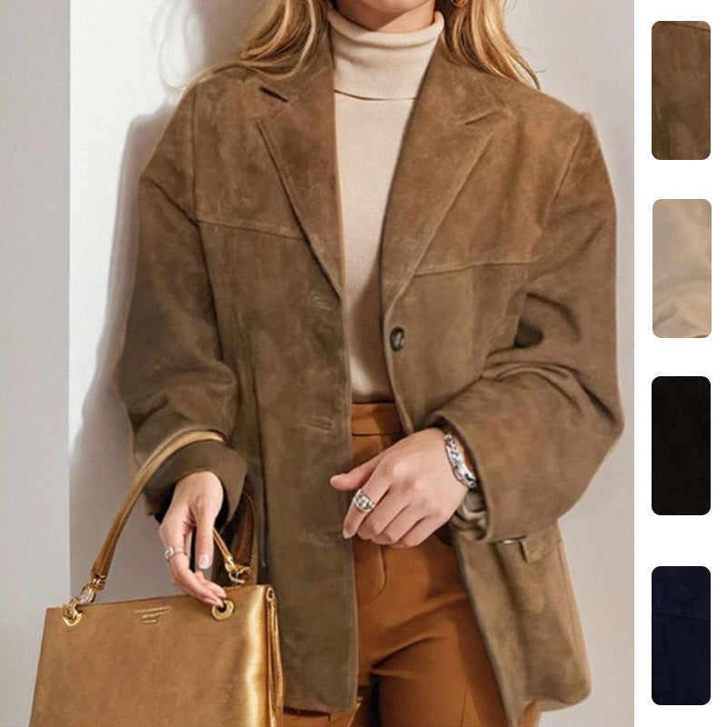 Veste en Suède Élégante pour Femmes avec Coupe Classique et Deux Poches Levoire