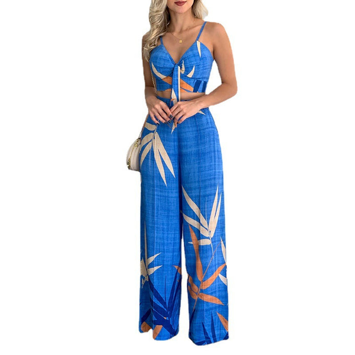 Ensemble Élégant Femme avec Combinaison de Haut Court et Pantalons Amples Levoire