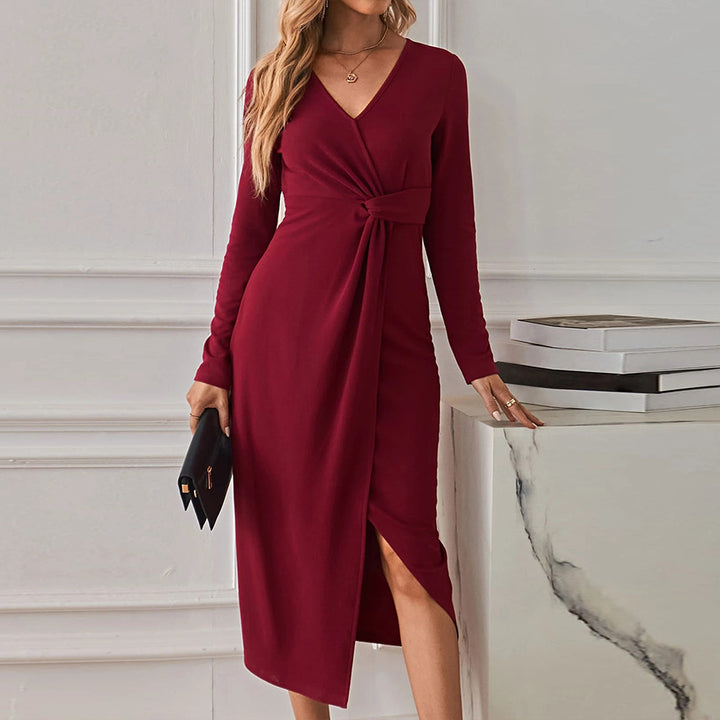 Robe midi femme avec ceinture tordue et fente profonde Levoire