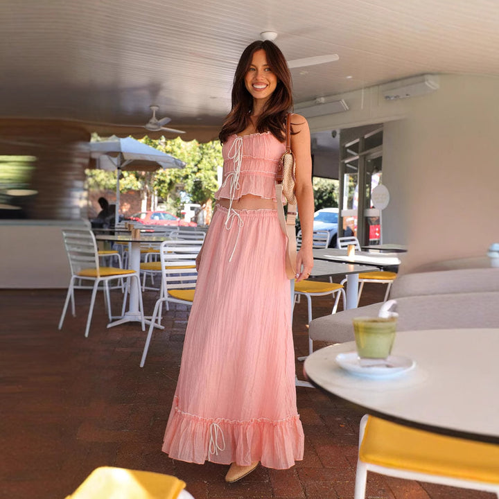 Robe Maxi Aérée pour Femmes avec Détails Volants et Encolure Ajustable Levoire