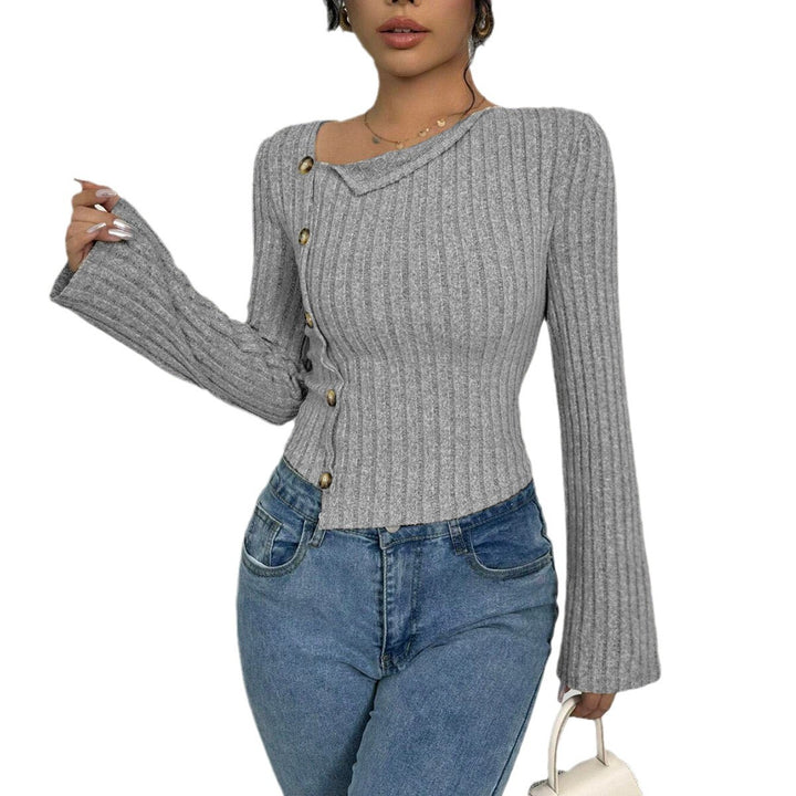 Pull femme avec encolure asymétrique et détails de boutons Levoire