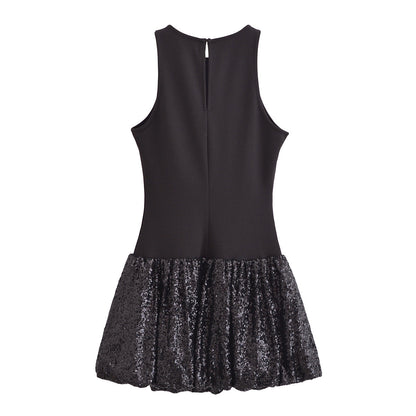 Levoire | Brillant Col Ronde Sans Manches Pailleté Robe Courte