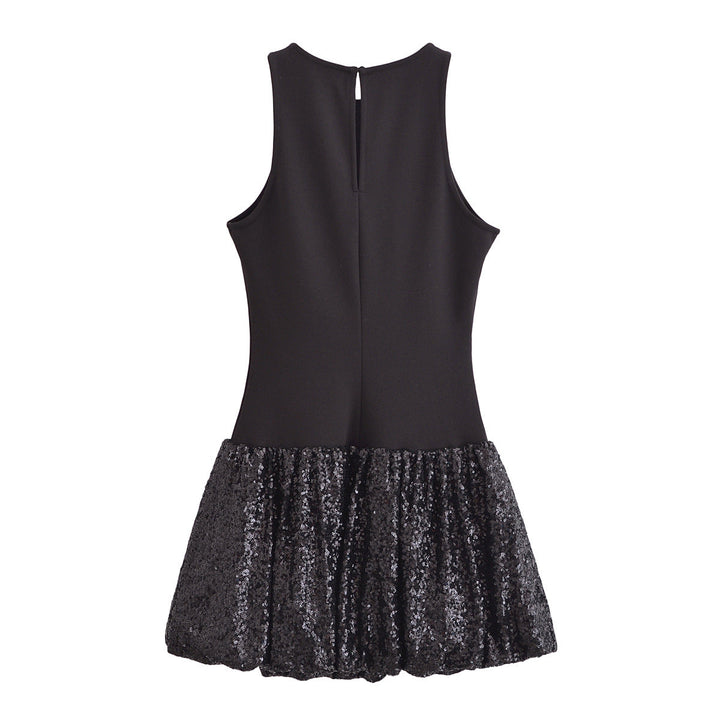 Levoire | Brillant Col Ronde Sans Manches Pailleté Robe Courte