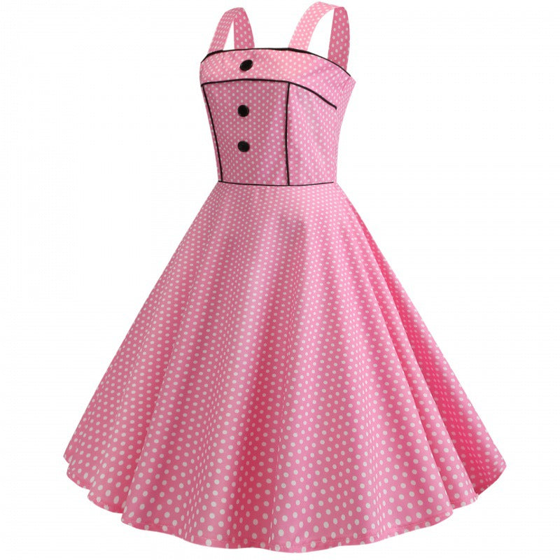 Robe swing pour femmes avec des pois et une ceinture élégante Levoire