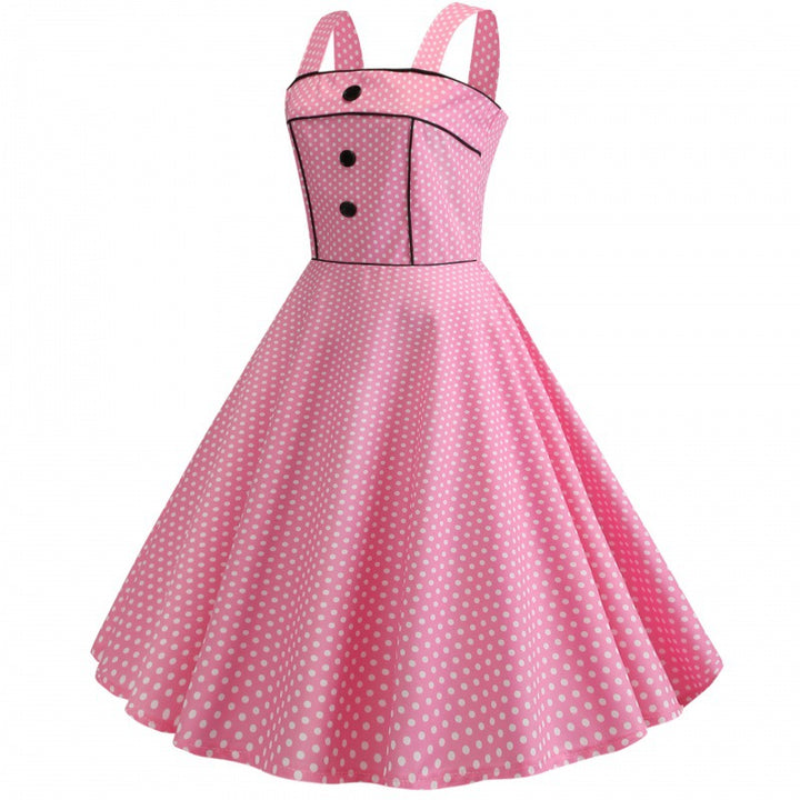 Robe swing pour femmes avec des pois et une ceinture élégante Levoire