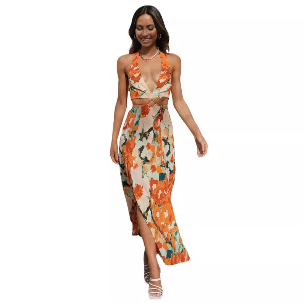 Robe maxi femme avec décolleté en V profond et fronces Levoire