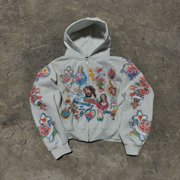 Sweat à capuche pour femmes avec des impressions de tatouages colorés Levoire