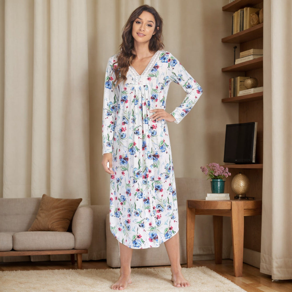 Levoire | Robe de nuit imprimée en nappe en dentelle