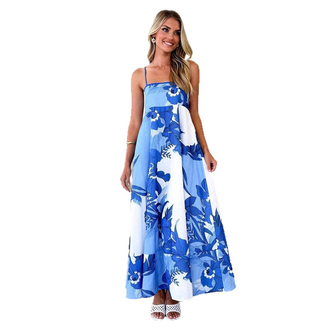 Robe maxi femme avec des bretelles élégantes et des accents floraux Levoire