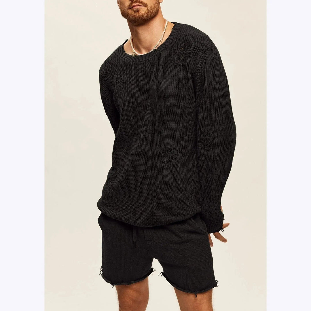 Levoire | Hommes Col Rond Laine Noir