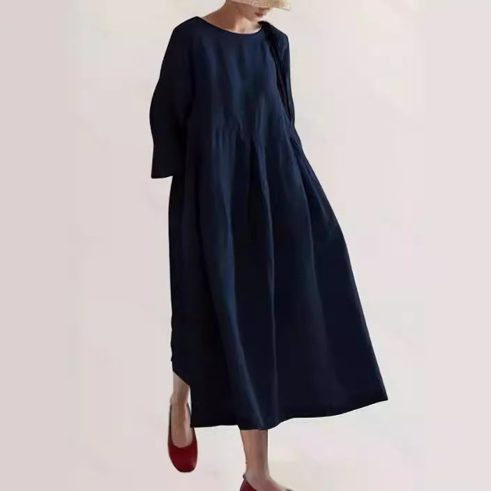 Levoire | Robes En Lin Amples Avec Poches Latérales Bleu marine