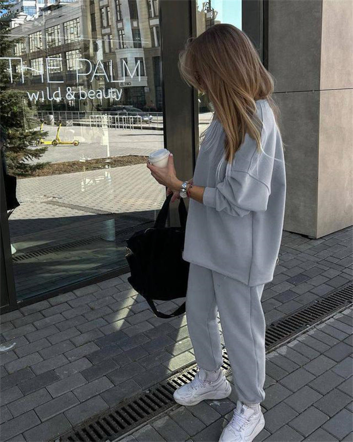 Levoire | Ensemble de Pantalon Élastique à la Mode en Deux Pièces Gris clair