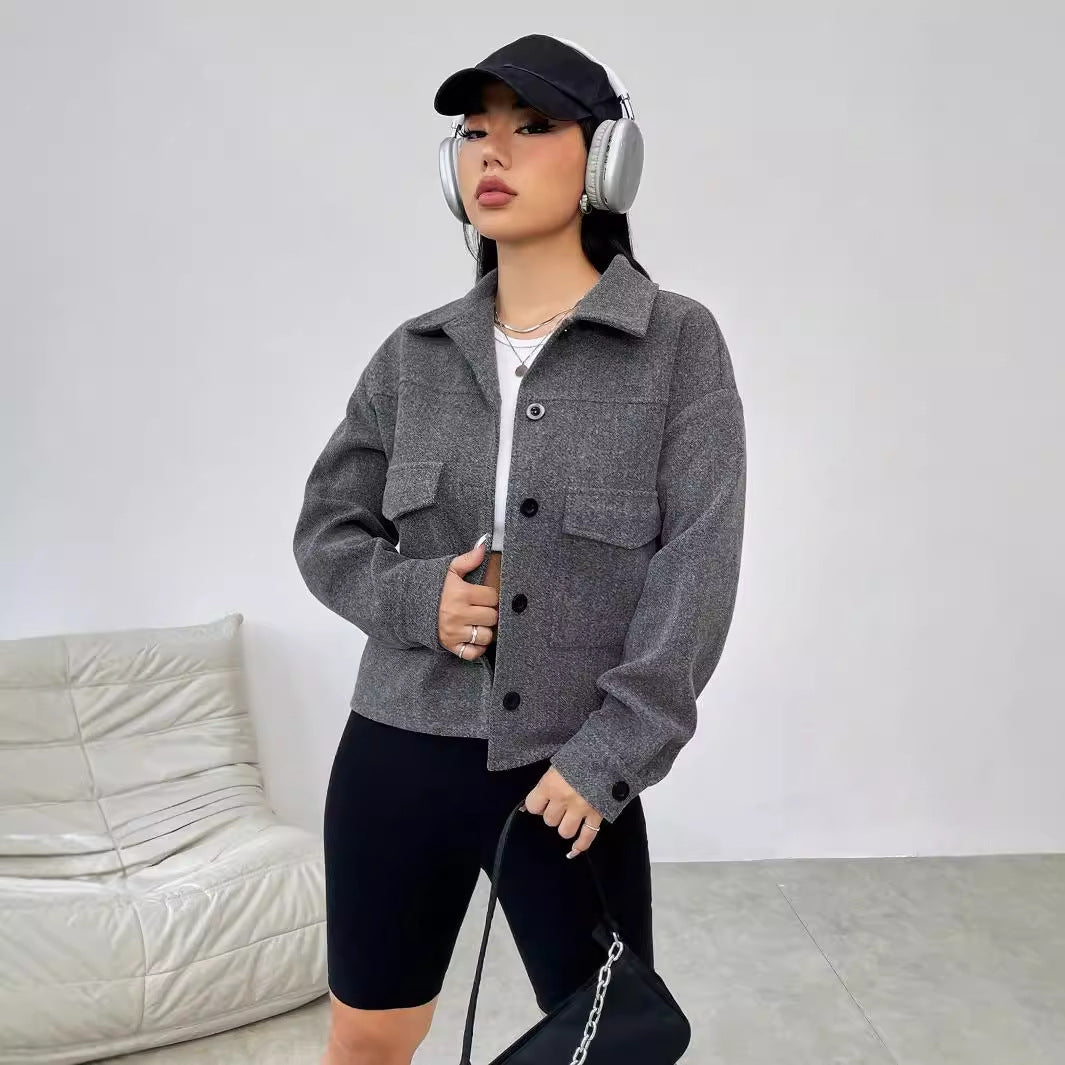 Veste surdimensionnée décontractée pour femmes avec poches pratiques et fermeture à boutons Levoire