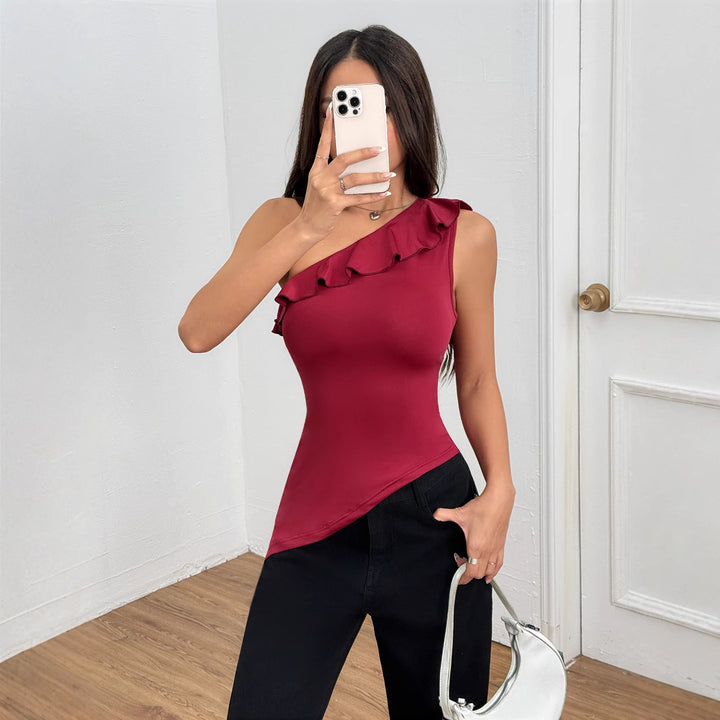 Haut asymétrique pour femmes avec des détails en volants Levoire