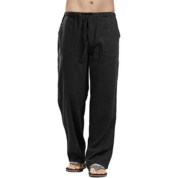 Levoire | Pantalon En Lin Avec Cordon De Serrage Noir