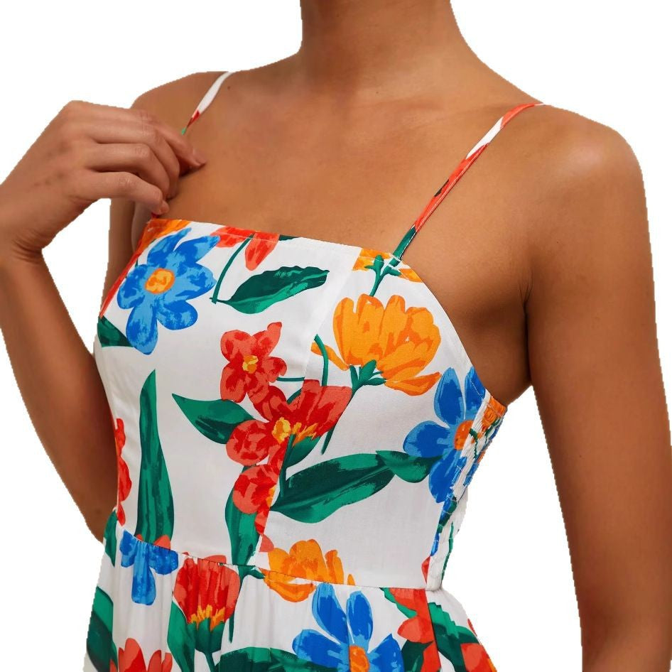 Robe maxi pour femmes avec un motif floral coloré et des bretelles ajustables Levoire