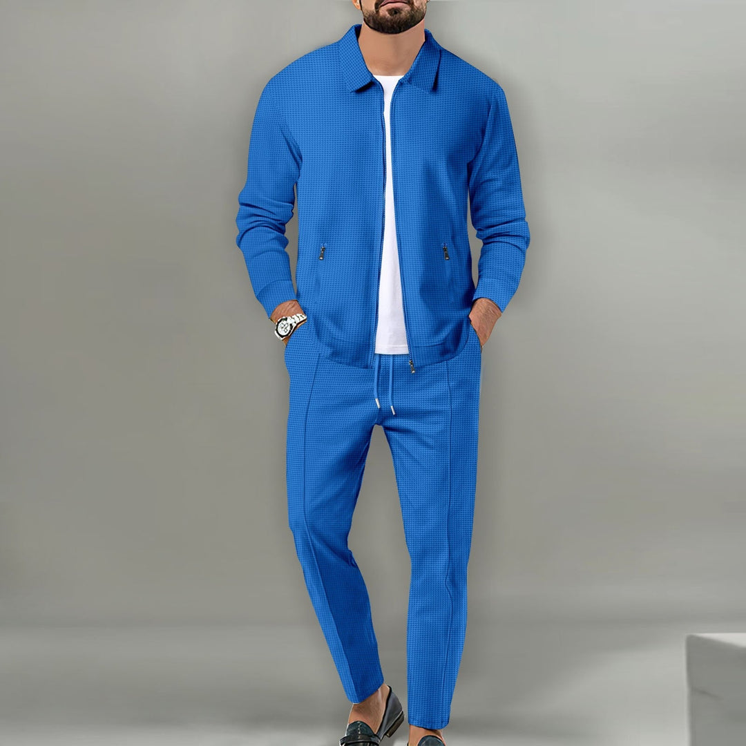 Levoire | Ensemble Delige Avec Pantalon Long Et Veste Avec Fermeture Éclair Bleu