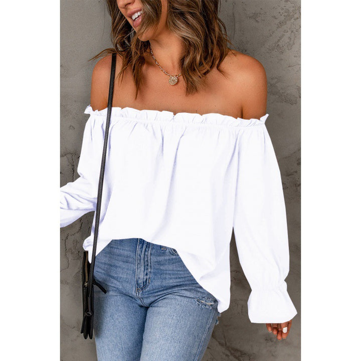 Blouse Femme Bardot avec Manches à Volants et Ourlet Décoratif Levoire