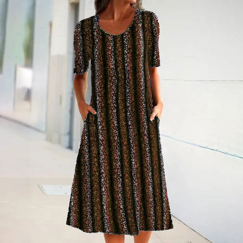 Levoire | Rennon leopard rayé pusero col rond à manches courtes robe Braun