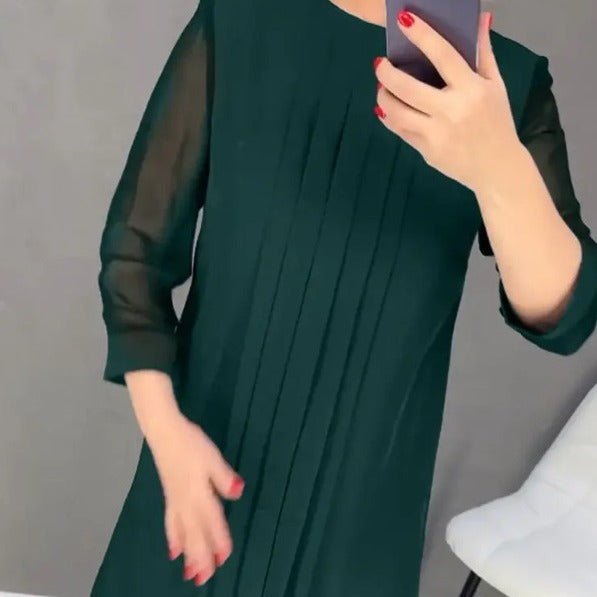 Robe maxi femme avec drapés élégants et manches transparentes Levoire