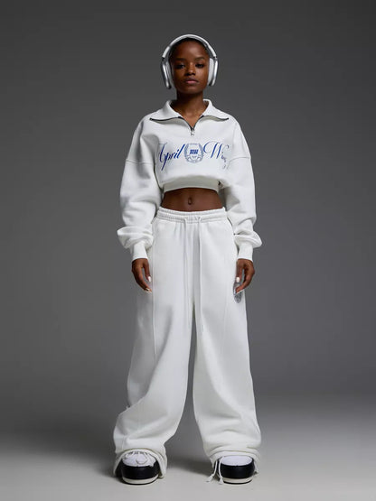 Levoire | Sweatshirt à imprimé tendance Set de pantalon en corde Blanc