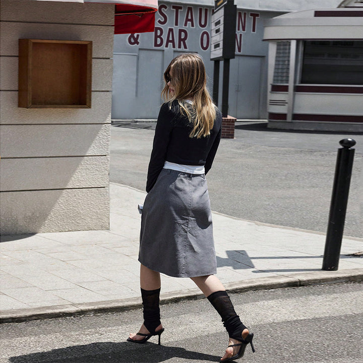 Jupe midi pour femmes avec des plis élégants et taille haute Levoire